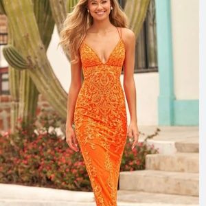 Gorgeous Sherri Hill gown neon orange size 4